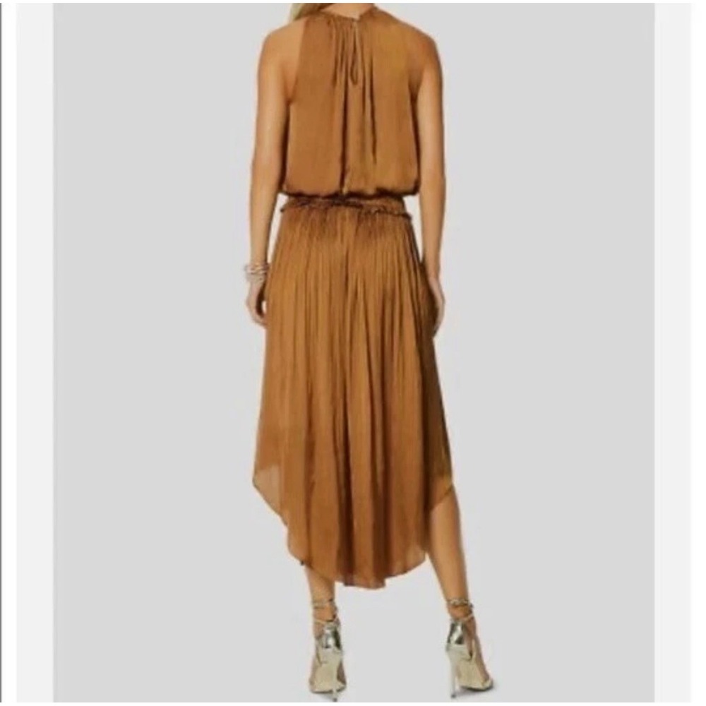 Ramy Brook Womens Belle Smocked Halter High-Low Maxi‎ Dress Bronze Size Large